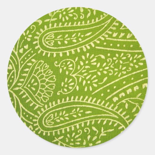 Groen paisley patroon ronde sticker (Voorkant)