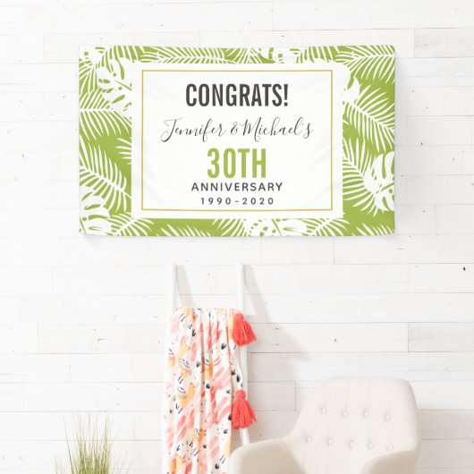 Groen palm laat Oerwoud Patroon Jubileum Spandoek (Insitu)