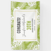 Groen palm laat Oerwoud Patroon Jubileum Spandoek (Verticaal)