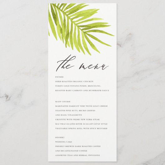 GROEN PALM LEAF WATERVERF FOLIAGE GOLD MENU (Voorkant)