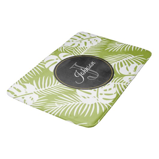 Groen palm leves regenwoud Monogram Badmat (Gekanteld)