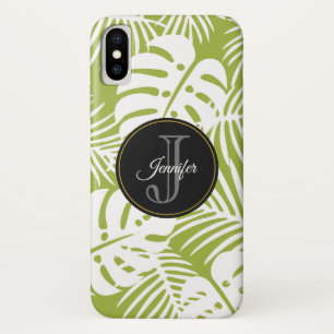 Groen palm leves regenwoud Monogram iPhone X Hoesje