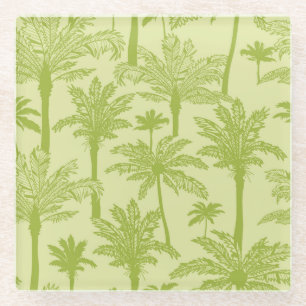 Groen palm Trees Pattern Glazen Onderzetter