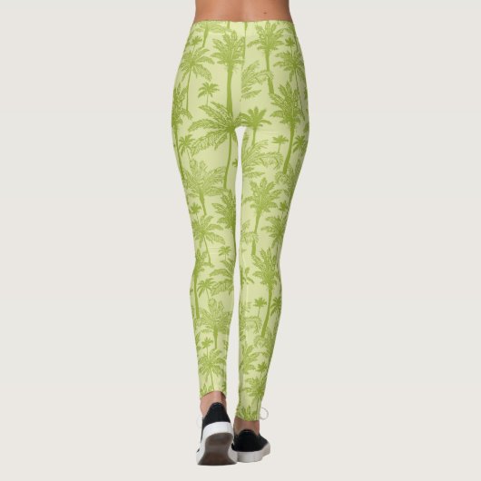 Groen palm Trees Pattern Leggings (Achterkant)