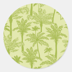 Groen palm Trees Pattern Ronde Sticker