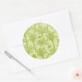 Groen palm Trees Pattern Ronde Sticker (Envelop)