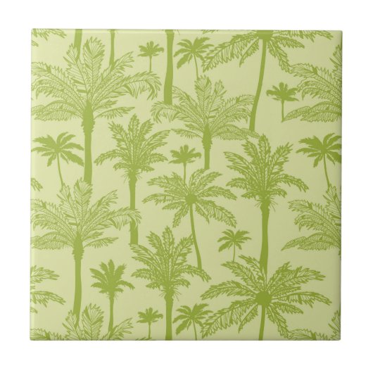 Groen palm Trees Pattern Tegeltje (Voorkant)