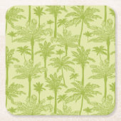 Groen palm Trees Pattern Vierkante Kartonnen Onderzetter (Voorkant)