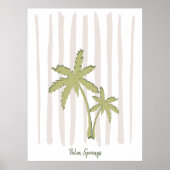 Groen palmpaar op beige strepen poster (Voorkant)