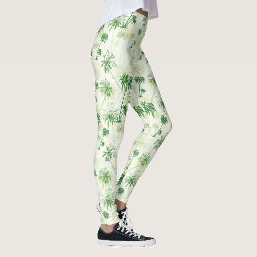Groen palmstructuurpatroon leggings (Rechts)