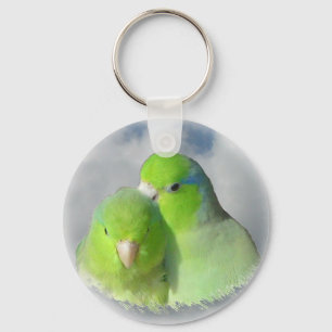 Groen parrotletpaar sleutelhanger