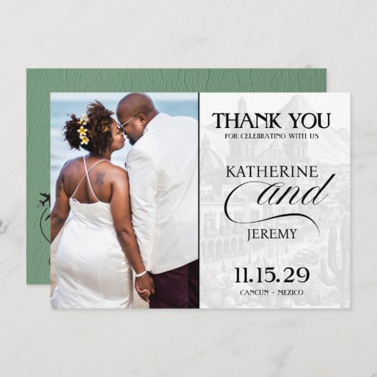 Groen paspoort Mexico Bedankkaart (Voorkant / Achterkant)