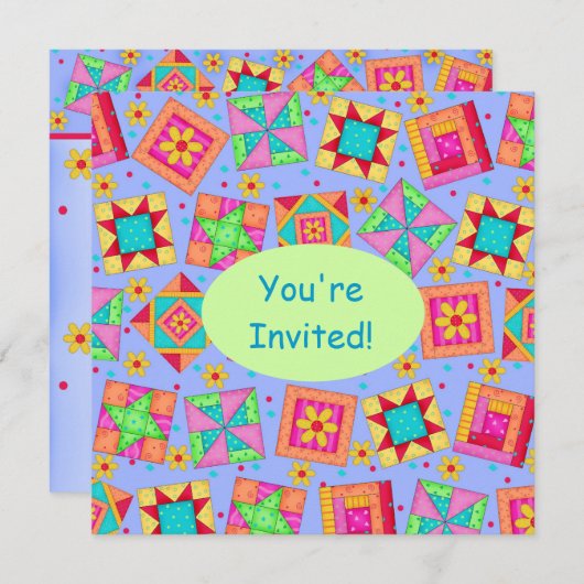 Groen patchwork in Lavender Quilt Block Art Kaart (Voorkant / Achterkant)