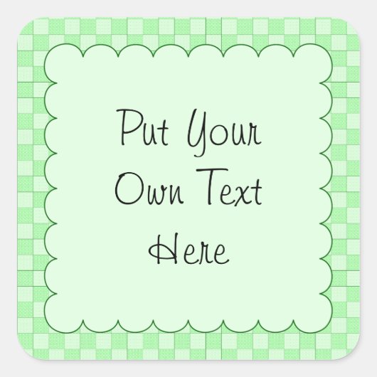 Groen Patchwork Patroon Vierkante Sticker (Voorkant)