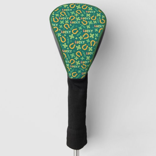 Groen patroon Iers LUCKY Golfheadcover (Voorkant)