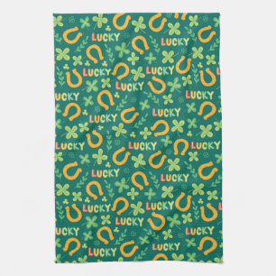 Groen patroon Iers LUCKY Theedoek