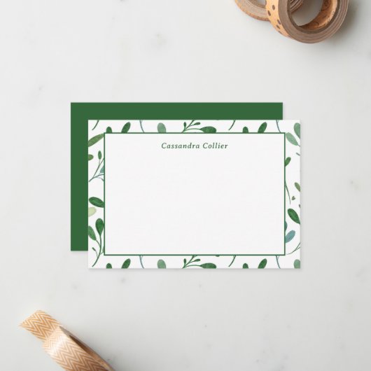 Groen Patroon Modern Notitiekaartje (Voorkant / Achterkant in situ)
