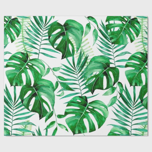Groen patroon van tropische bladeren cadeaupapier (Vlak)