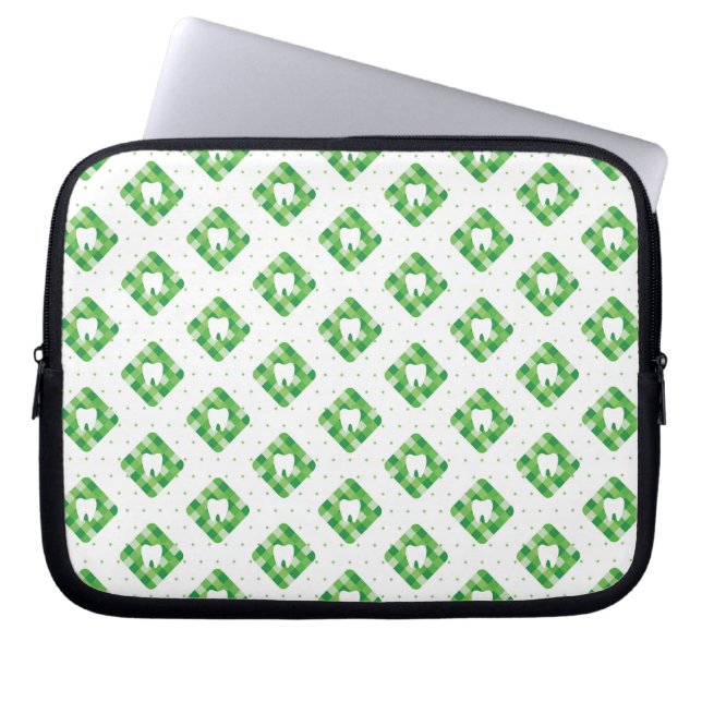 Groen patroonpatroon laptop sleeve (Voorkant)