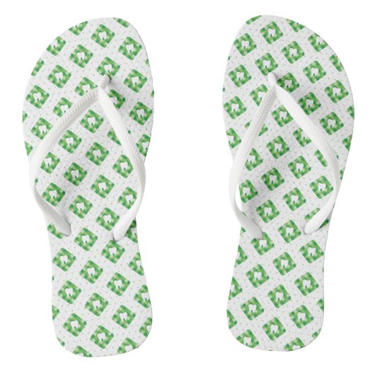 Groen patroonpatroon teenslippers (Voetbed)