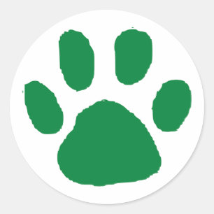 Groen Pawprint (Paw Print) ontwerp Ronde Sticker