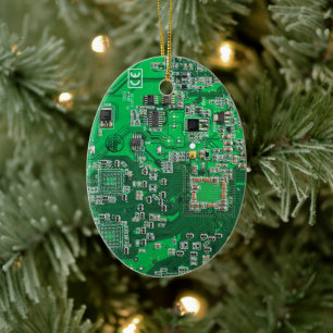 Groen PCB-printplaatontwerp voor IT-professionals Keramisch Ornament