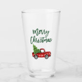 Groen penseel Manuscript Red Truck Kerstmis Glas (Voorkant)