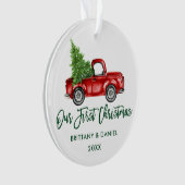 Groen penseel  Vrachtwagen Eerste Kerstmis Ornament (voorkant)