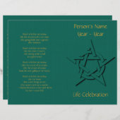Groen Pentacle Wiccan Funeral Programme (Voorkant / Achterkant)