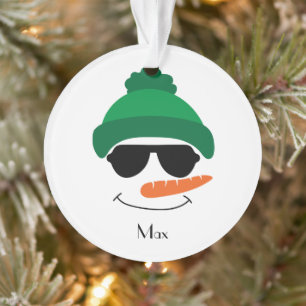 Groen Pet en Zonnebril Sneeuwmangezicht Ornament