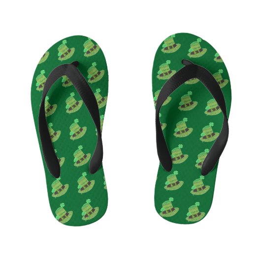 Groen pet kinder teenslippers van chevron leprecha (Voetbed)