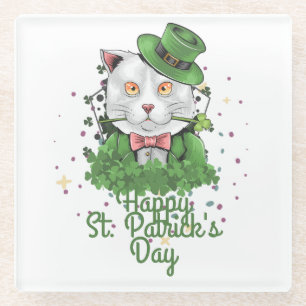Groen pet met geluk Shamrock St. Patrick's Day Glazen Onderzetter