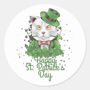 Groen pet met geluk Shamrock St. Patrick's Day Ronde Sticker
