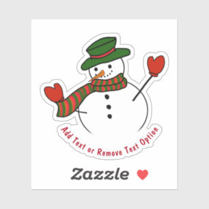 Groen Pet op Snowman Christmas Sticker