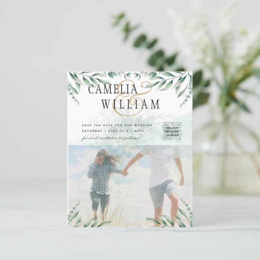 Groen PHOTO TROUWKAART Eucalyptus (Staand voorkant)