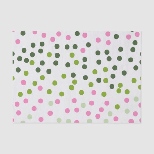 GROEN PINK WHITE POLKA DOTS TISSUEPAPIER (Voorkant)