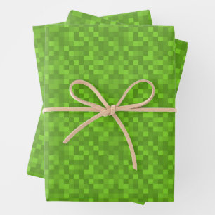 Groen Pixelpatroon Retro 8-Bit Gaming Inpakpapier Vel