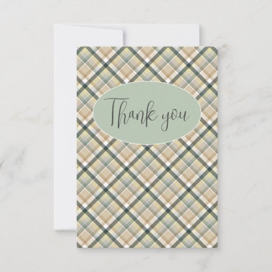 Groen Plaid Modern Bedankkaart (Voorkant)