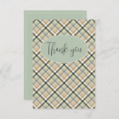 Groen Plaid Modern Bedankkaart (Voorkant / Achterkant)