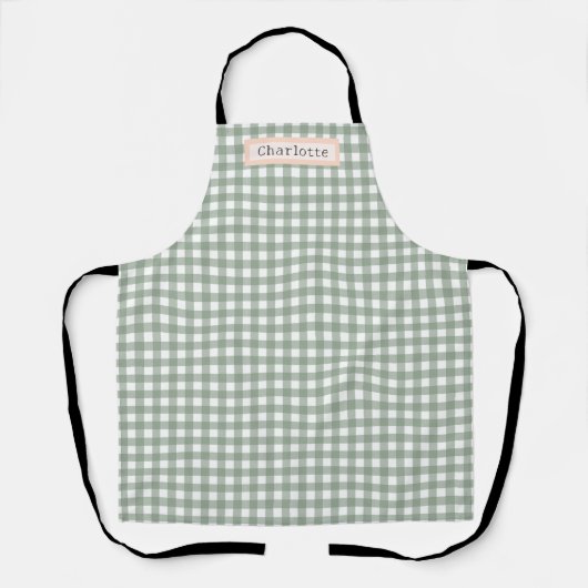 Groen Plaid Schattige Gepersonaliseerd Schort (Voorkant)