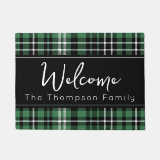 Groen Plaid Welkom Monogrammed Familienaam Doorm Deurmat