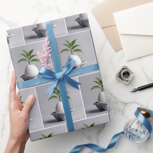 Groen Plant groeit uit een wit ei Cadeaupapier (Geschenken)
