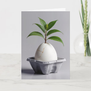 Groen Plant groeit uit een wit ei Kaart