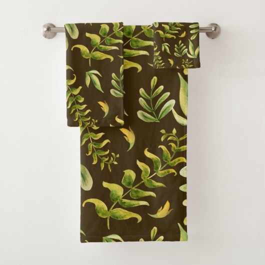 Groen Plant leest Patroon Bad Handdoek (Insitu)