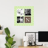 Groen poolpuntpatroon Aangepaste foto-inklage Poster (Thuiskantoor)
