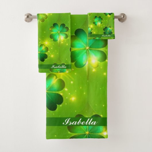 Groen Popular St Patrick's Day Clover Collectie Bad Handdoek (Insitu)