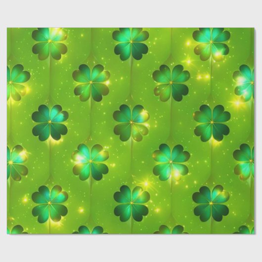Groen Popular St Patrick's Day Clover Collectie Cadeaupapier (Vlak)