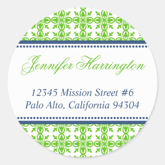 Groen preppy aangepast fancy retour adres label (Voorkant)