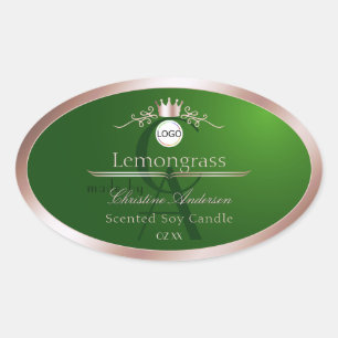 Groen Productlabel Roze Gouden Frame Logo Monogram Ovale Sticker