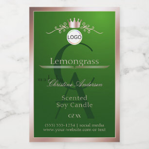 Groen productlabel Roze Gouden Frame Logo Monogram Voedselcontainer Etiket